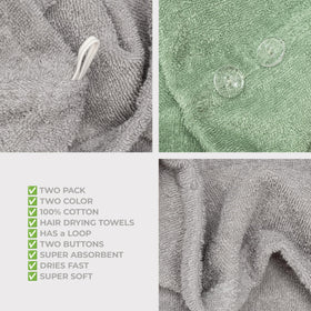 American Soft Linen folded sage and light gray towels stacked for neat storage and quick access