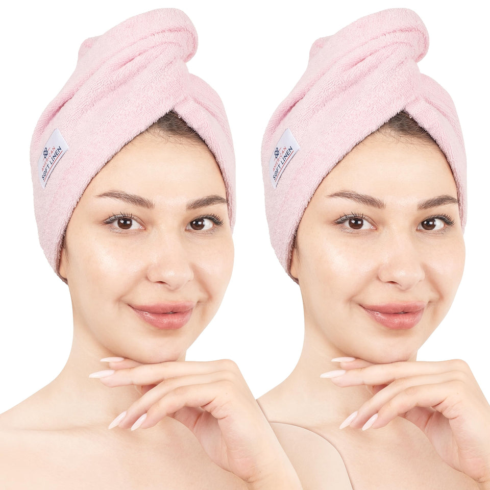American Soft Linen front view of pink towel pack showing color and size benefit