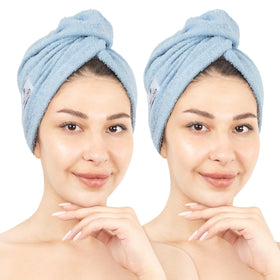 American Soft Linen front view of sky blue towel pack showing color and size benefit