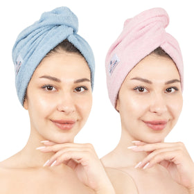 American Soft Linen front view of two-pack towels shows colors and packaging benefits