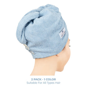 American Soft Linen wrapped on model demonstrating secure hands-free drying benefit