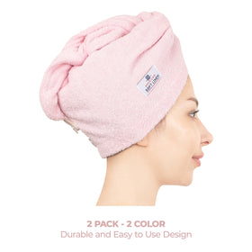 American Soft Linen towel wrapped on model demonstrates hands-free drying benefit