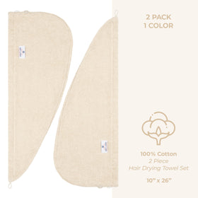 American Soft Linen turban wrapped on model demonstrating hands-free drying comfort