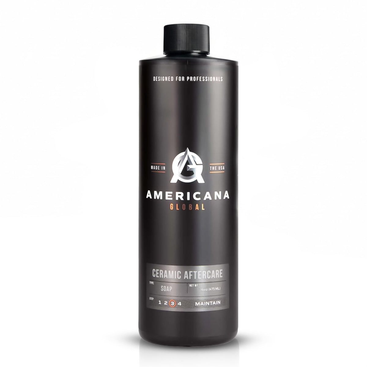 Americana Global bottle front label shows product and usage benefits