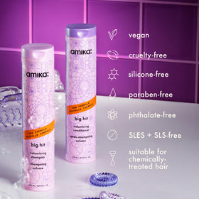 amika applied to wet hair in shower illustrating even lightweight coverage