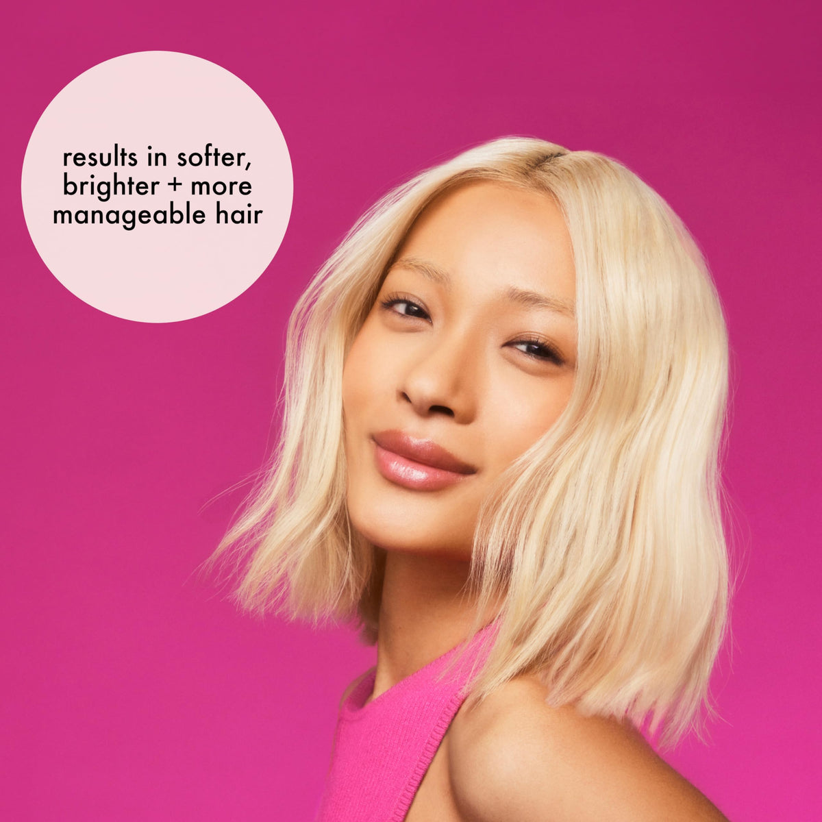 amika before-and-after toned blonde hair showing reduced brassiness benefit