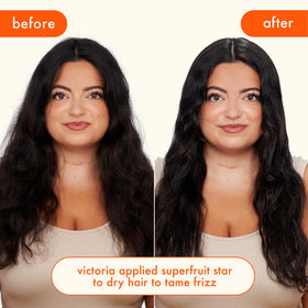 Amika conditioner cream on fingers showing smooth slip for easier detangling benefit