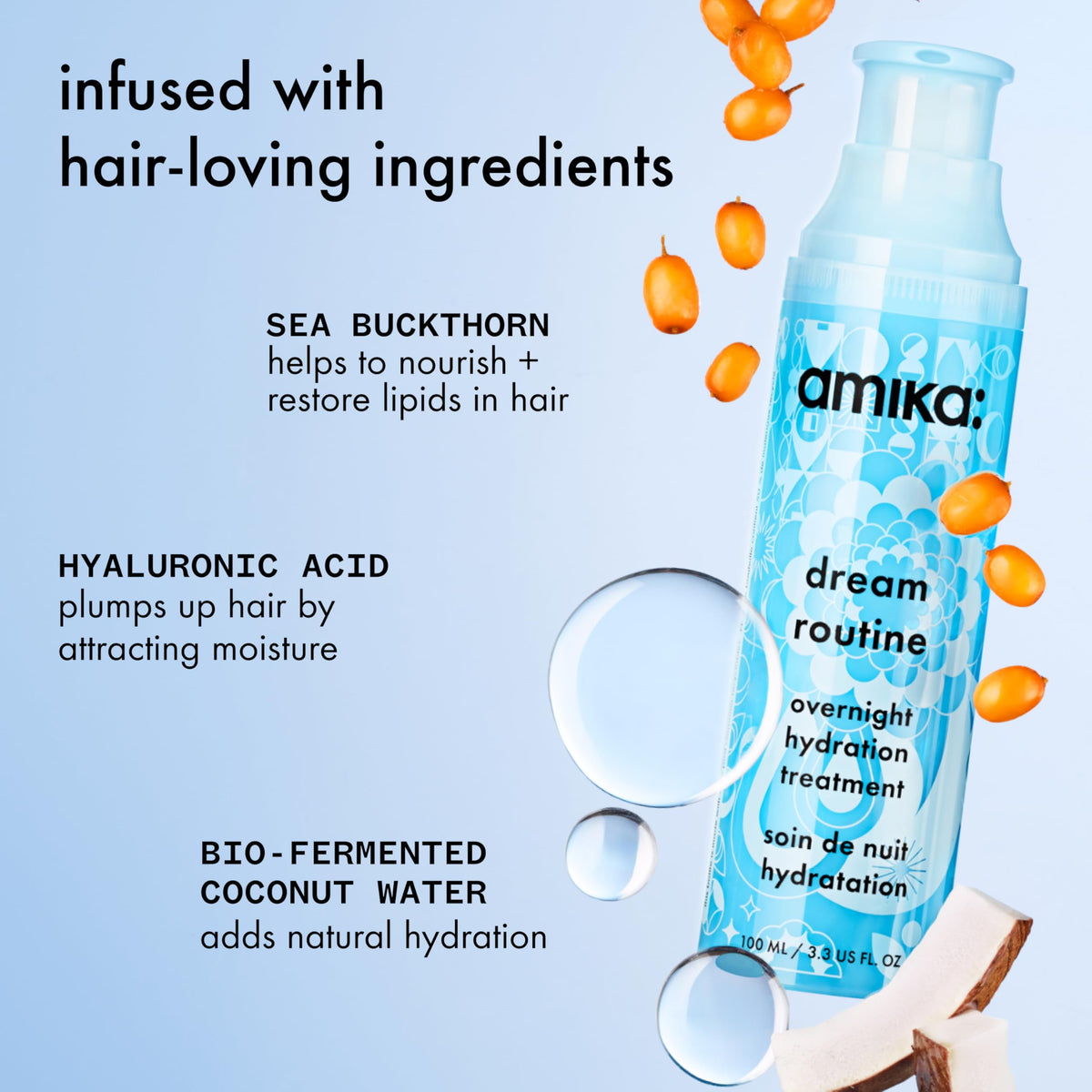 Amika cream applied to a hair strand demonstrating moisturized, smoother-looking fiber