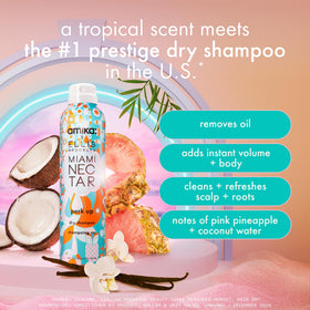 amika close-up label featuring Ellis Brooklyn collaboration and tropical fragrance benefit