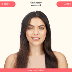 amika before and after hair strands showing improved shine