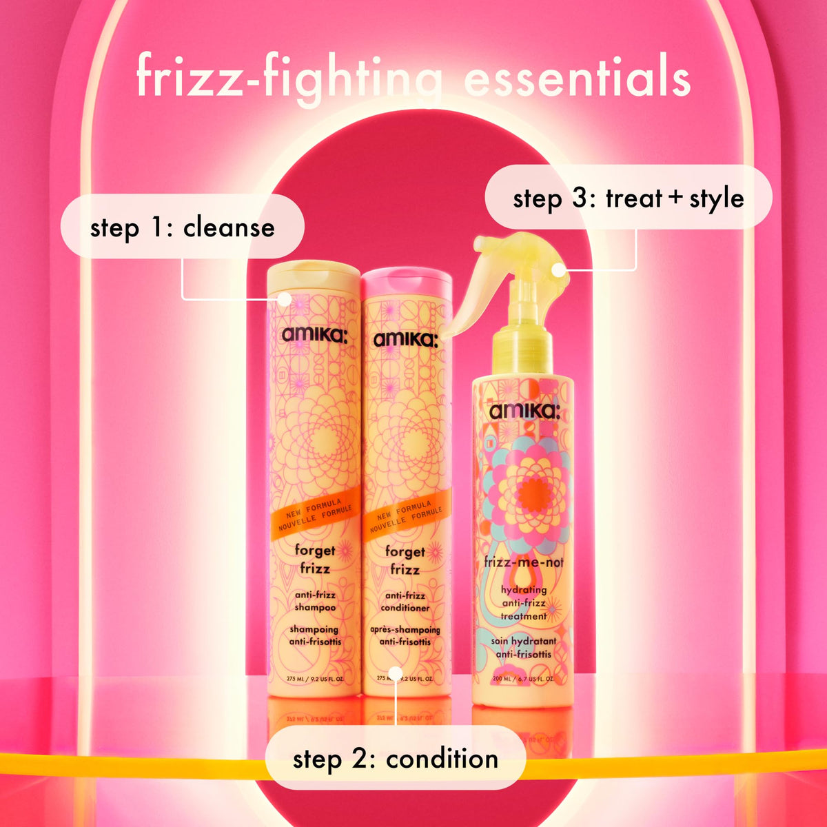 Amika close-up label with ingredients to show transparency and formulation
