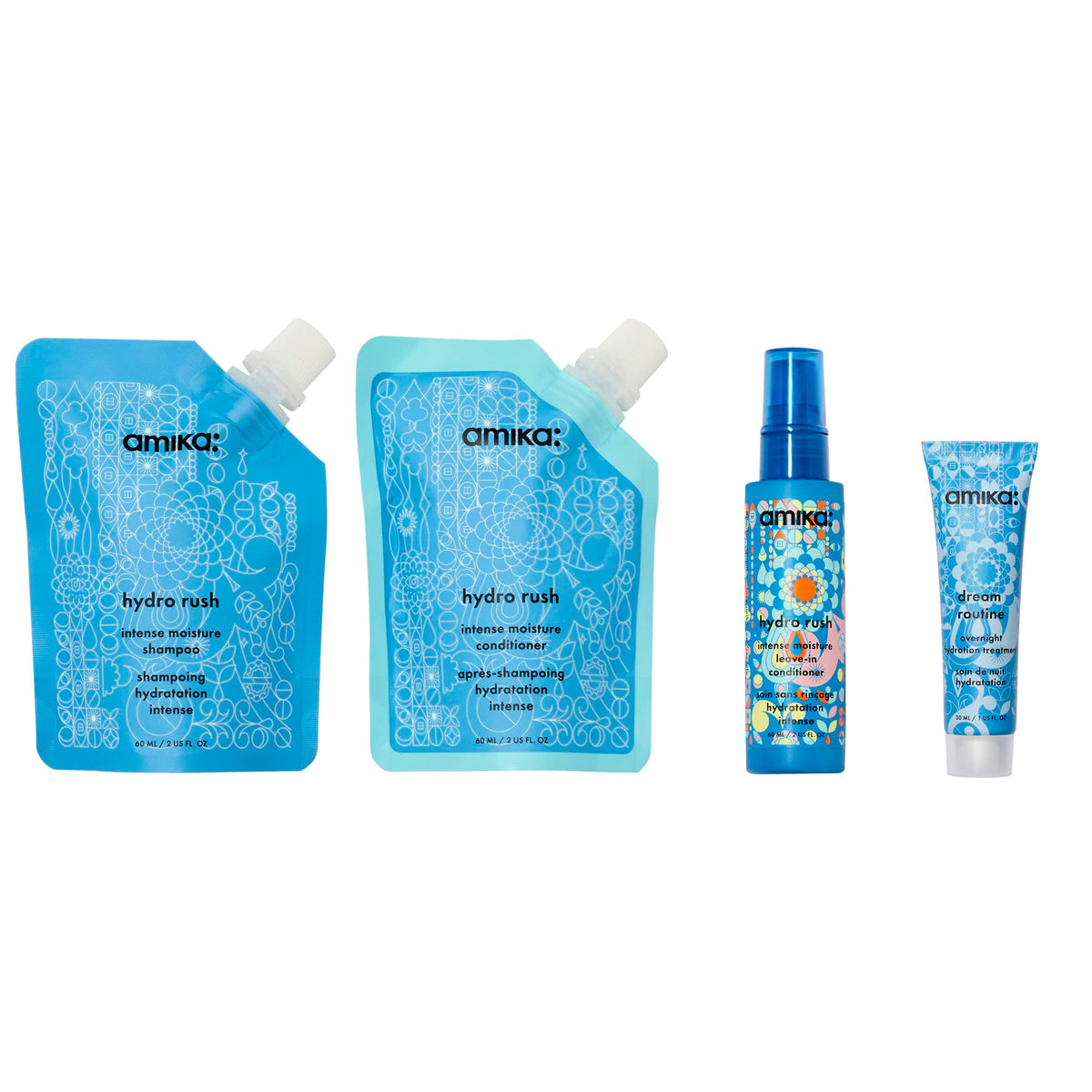 amika shampoo close-up dispensing clear gel for gentle moisture