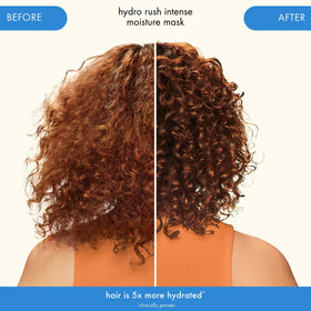 Amika before and after textured hair strands showing increased smoothness