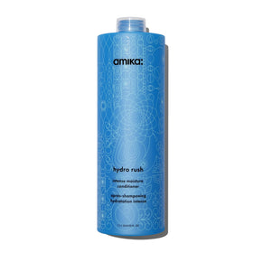 amika hydro rush front bottle shows large 1000ml size and professional packaging benefits hydration
