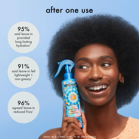 amika hand applying spray to hair showcasing easy on-the-go use