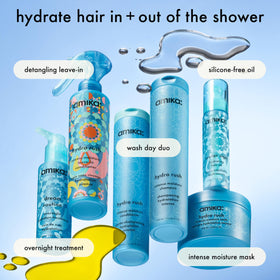 Amika label closeup showing color-safe and treatment-safe product benefits