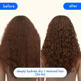 Amika Hydro Rush leave-in conditioner bottle detail for detangling and frizz control