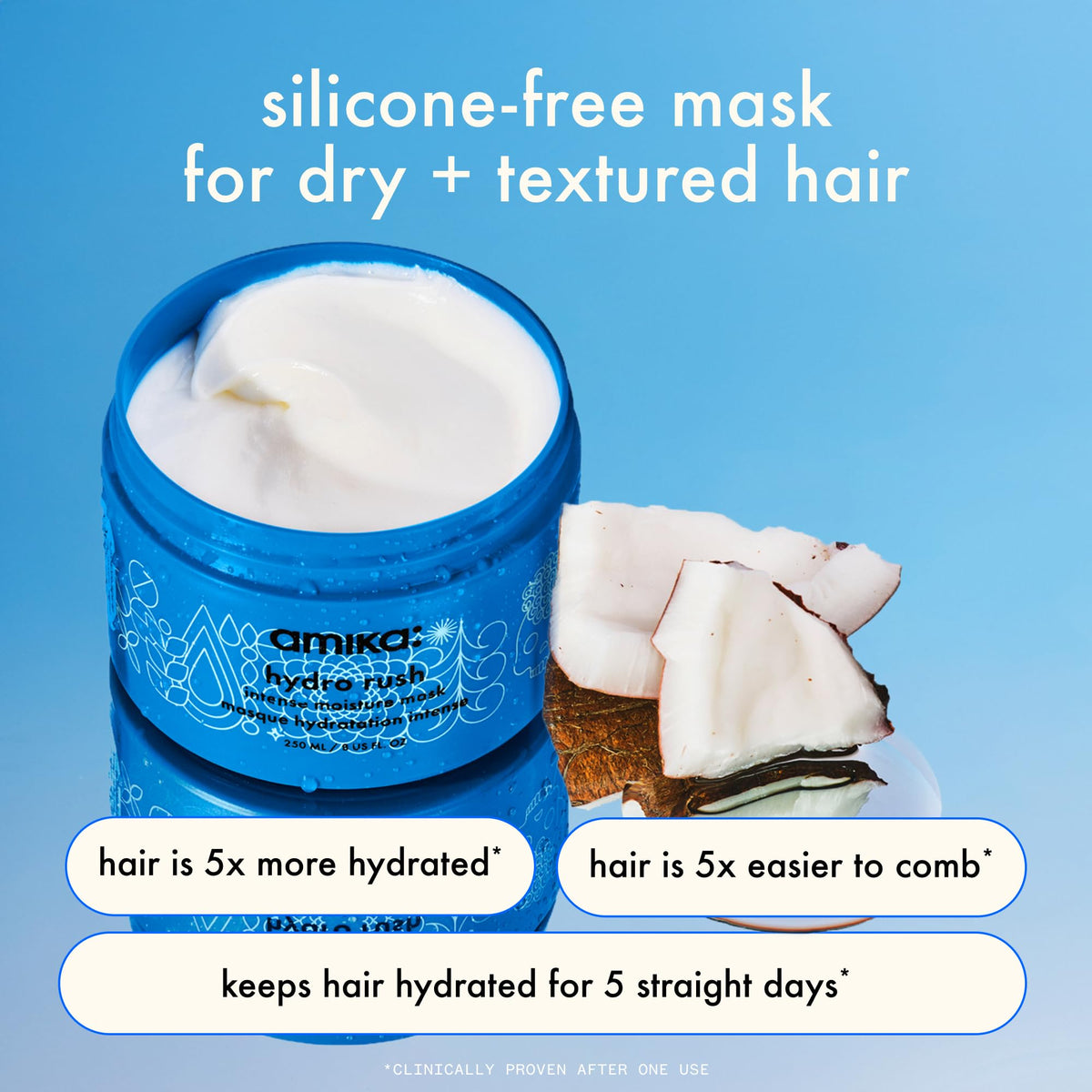 amika open jar whipped mask texture showing creamy hyaluronic hydration