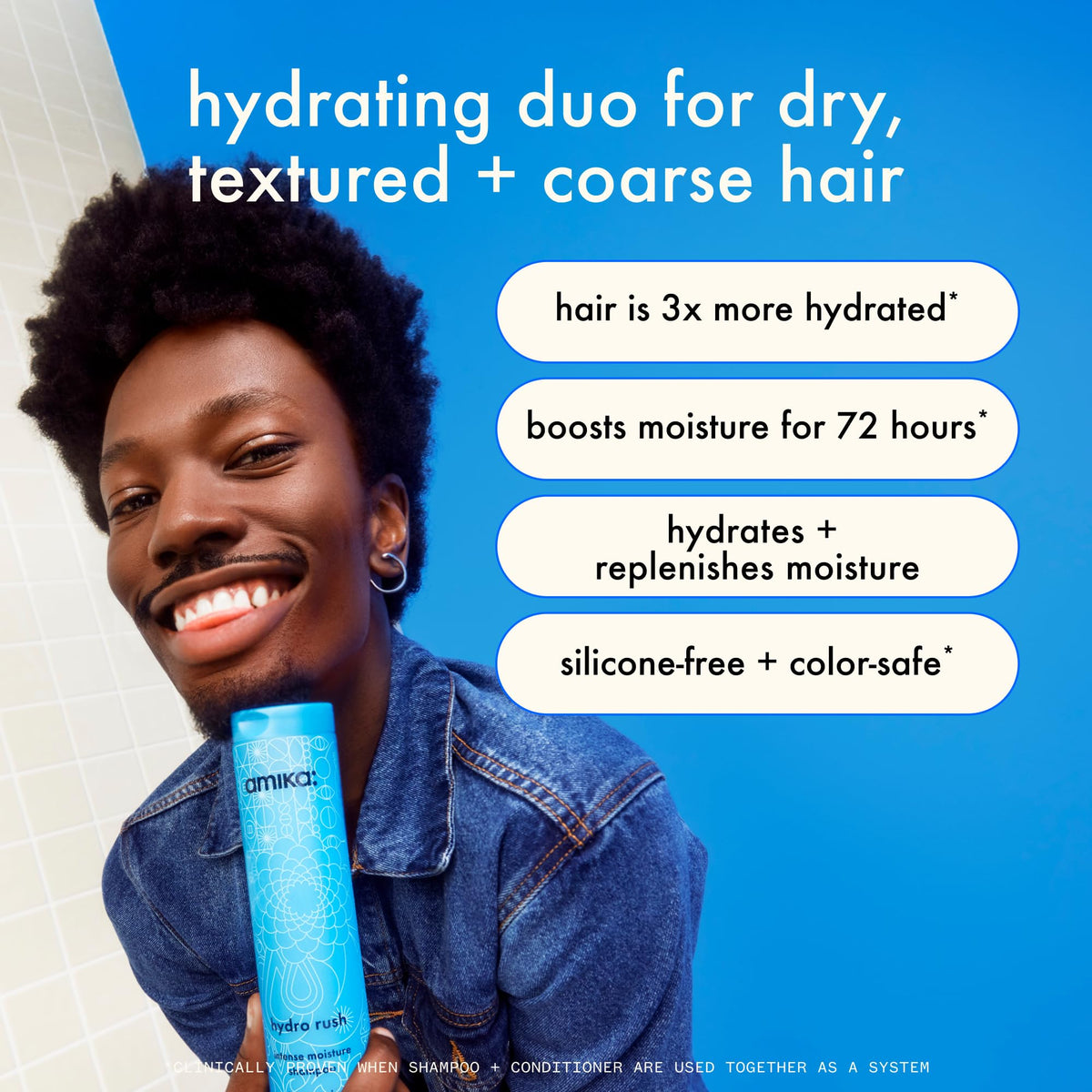 amika hydro rush pump dispense demonstrating easy salon-style use and measured application benefit