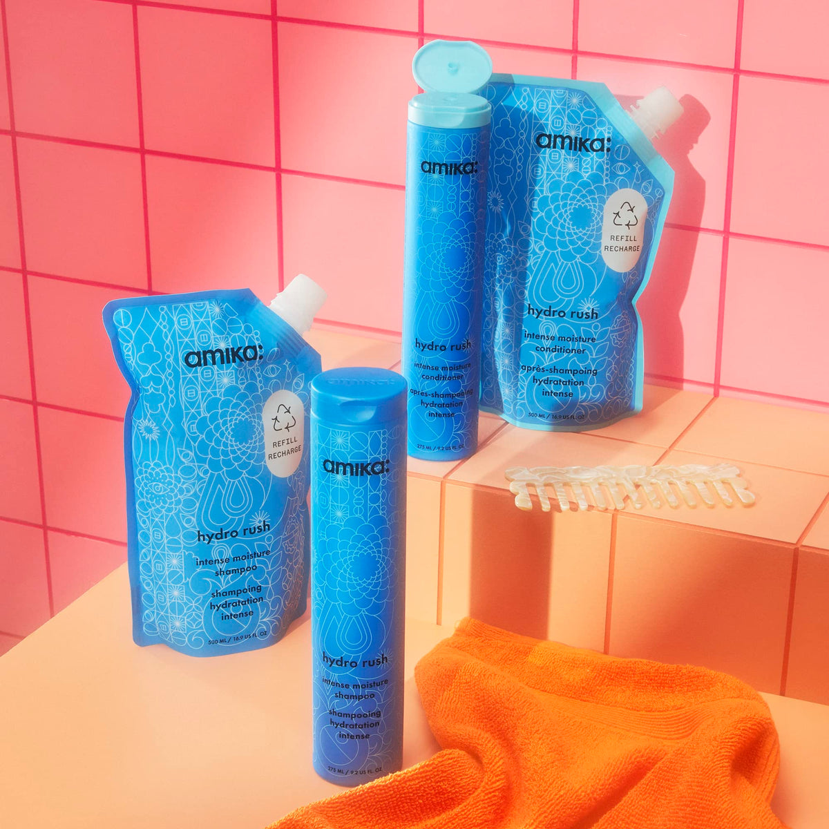 Amika rich lather texture close-up demonstrating creamy foam and deep cleansing hydration