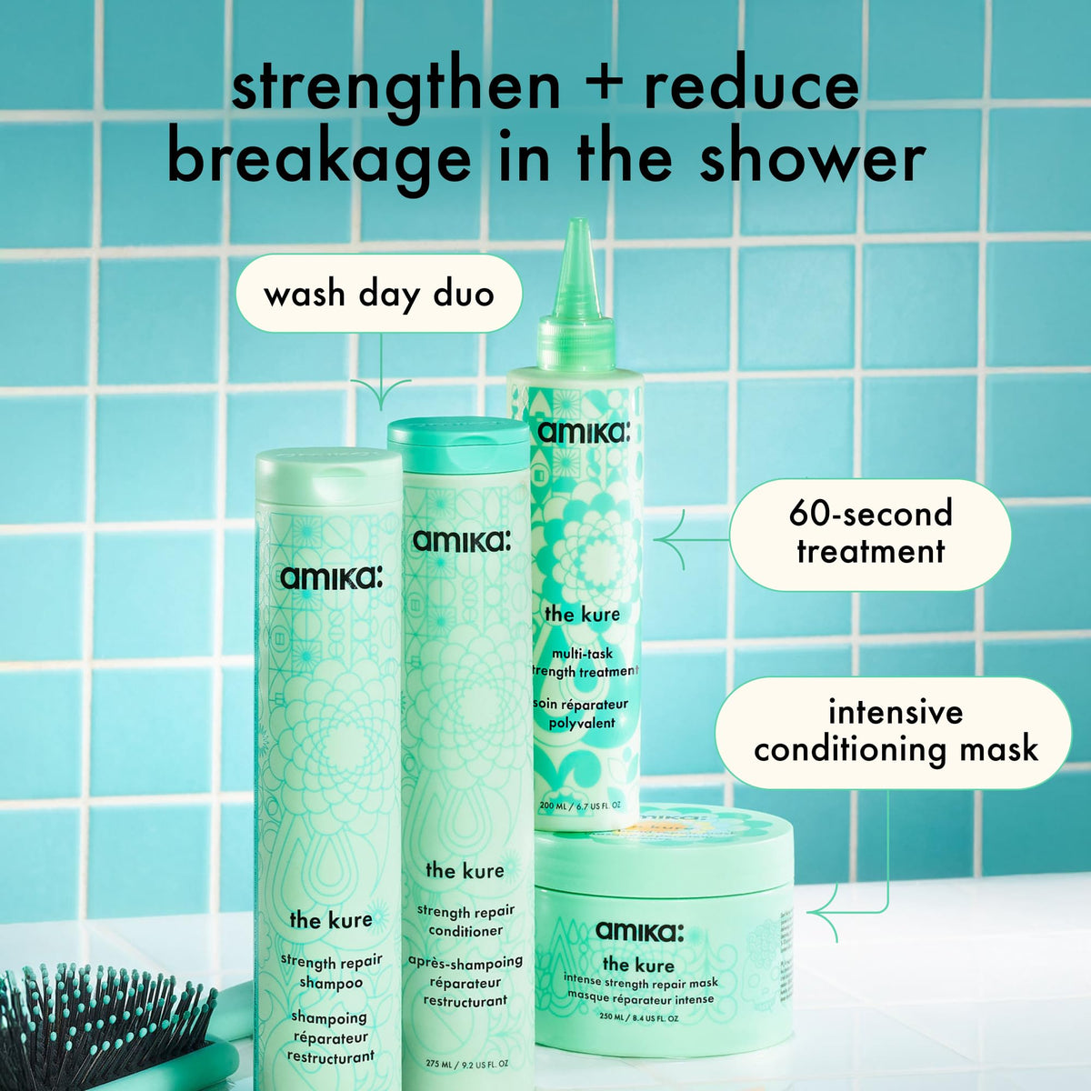 amika the kure in shower scene being applied to damp hair for intensive treatment