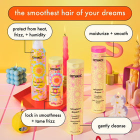 amika styled hair in lifestyle setting highlighting soft, frizz-free finish and natural shine