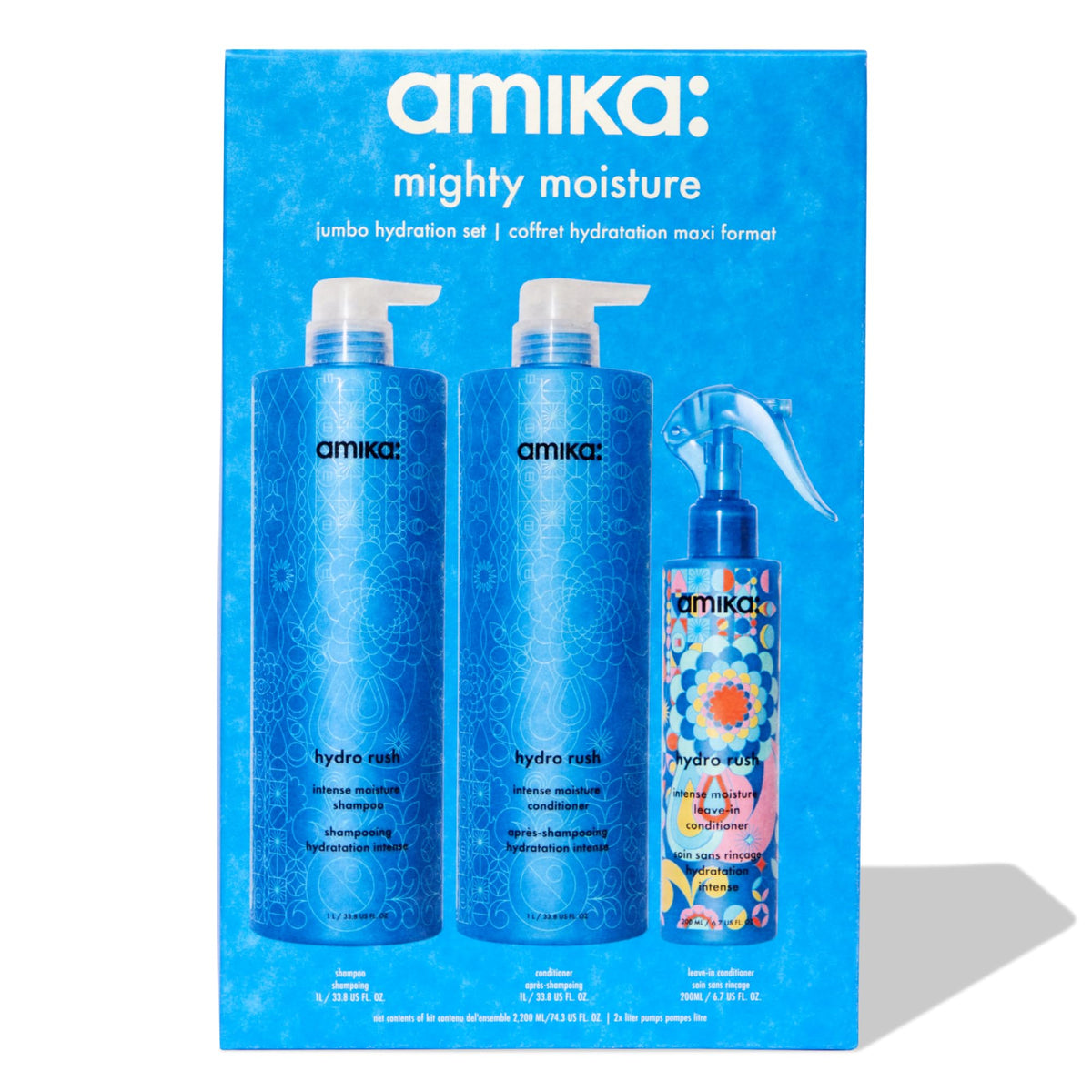 Amika Mighty Moisture leave-in cream close-up texture delivering detangling and frizz control benefits