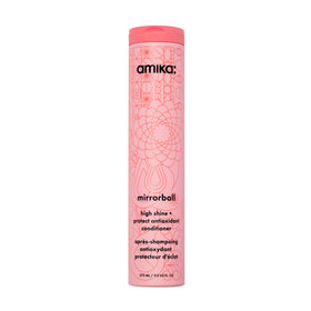Amika front packaging showing bottle and label, highlights high shine benefit