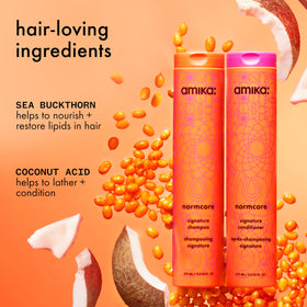 amika conditioner dispensed from bottle demonstrates creamy consistency for easy application