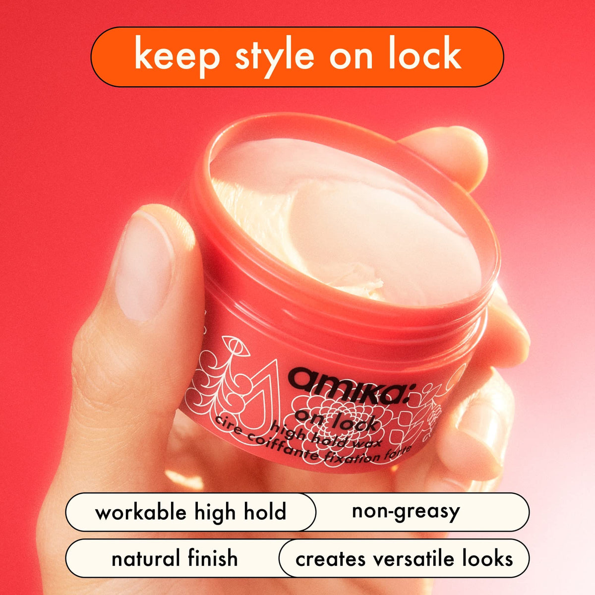 amika wax texture close-up showing creamy consistency and easy spread