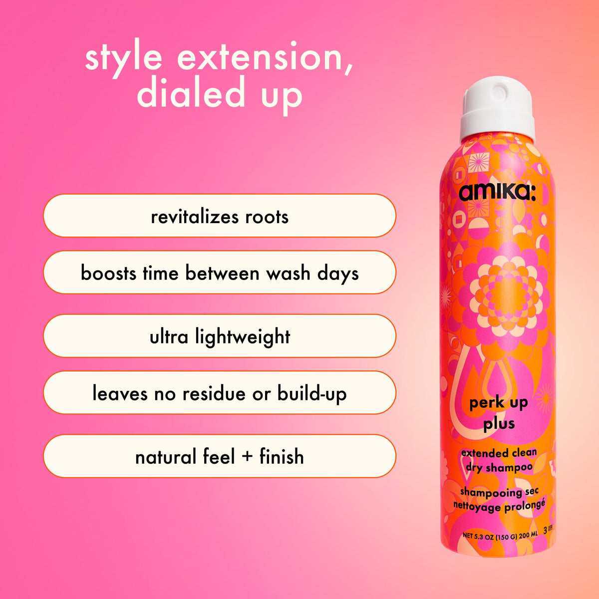 amika Perk Up Plus being sprayed onto roots for instant refresh