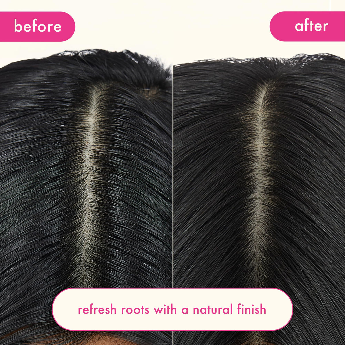 Amika before and after roots showing reduced grease and revived lift