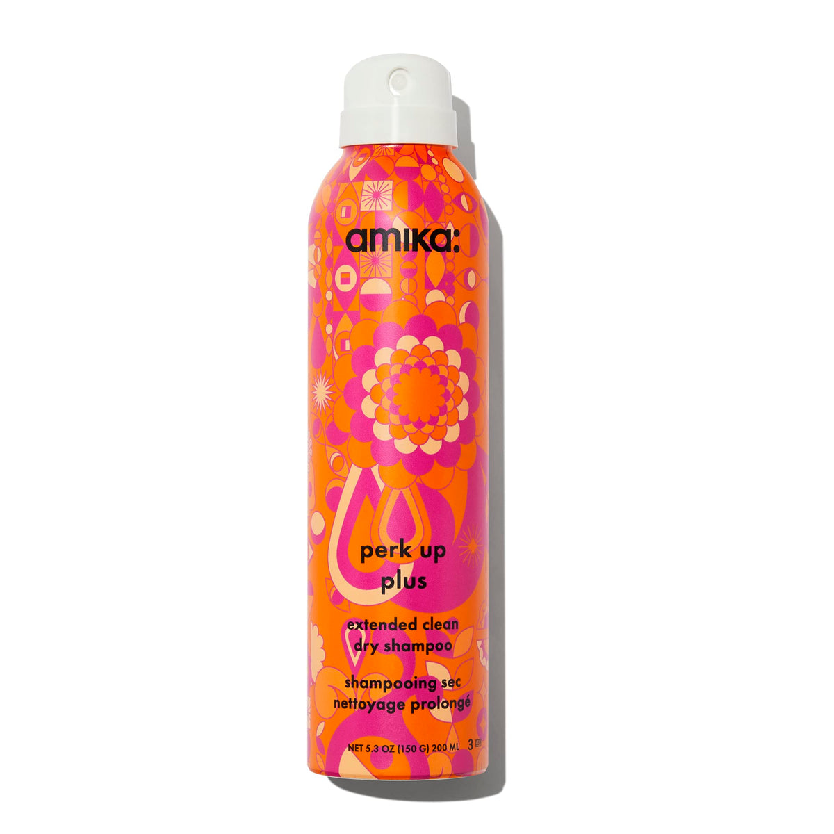 amika Perk Up Plus front packaging shows bottle and benefits