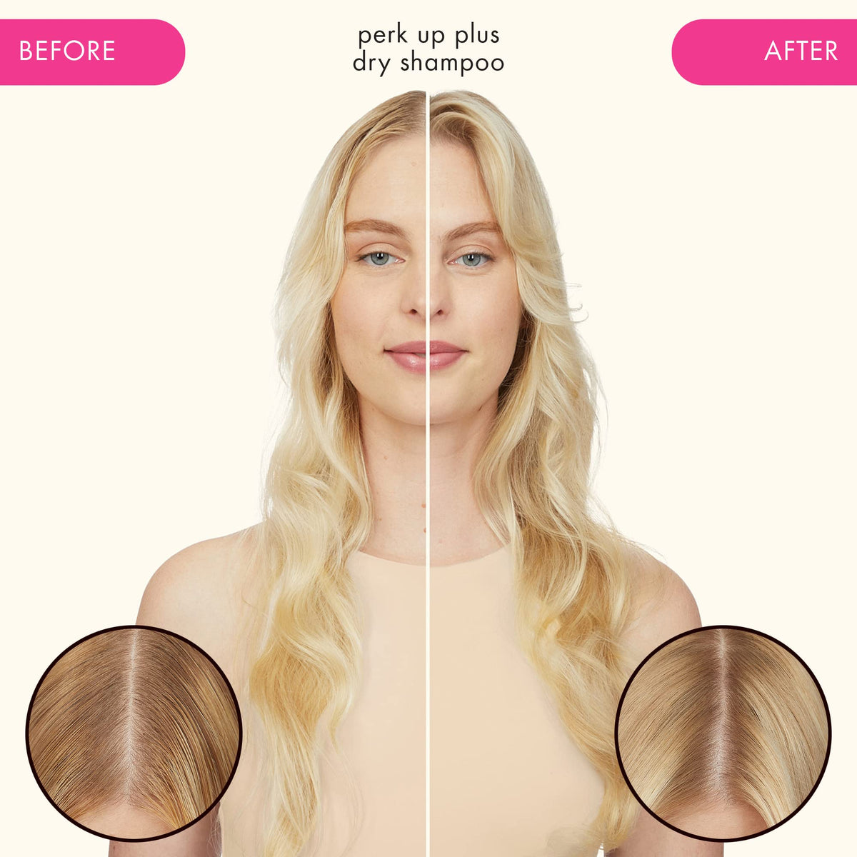 amika Perk Up Plus held in hand to show 5.3oz travel-friendly size