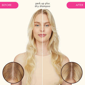 amika Perk Up Plus held in hand to show 5.3oz travel-friendly size