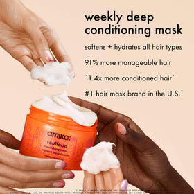 Amika creamy mask texture close-up highlighting rich moisture benefit