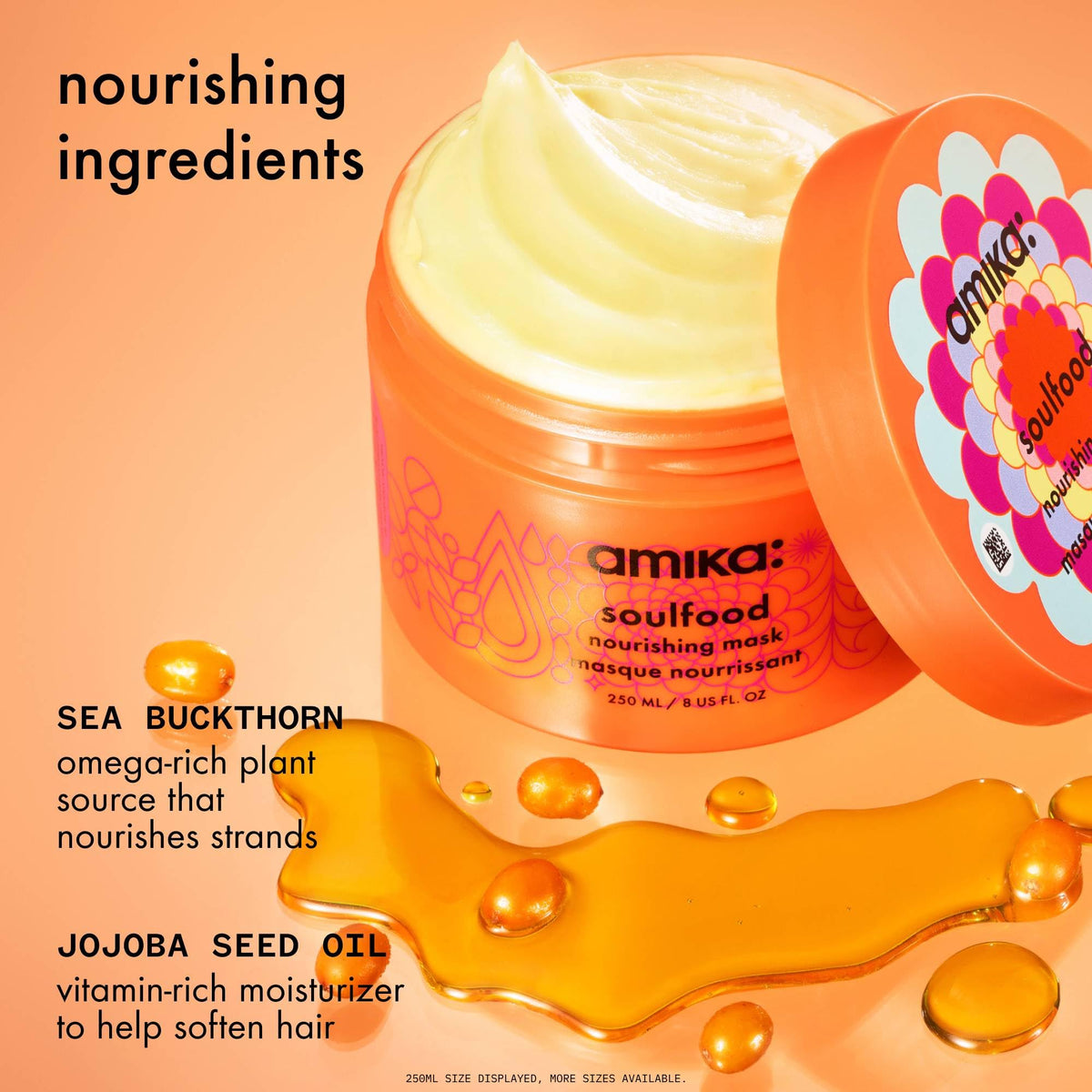 Amika jar lid and dispenser detail illustrating easy, mess-free use