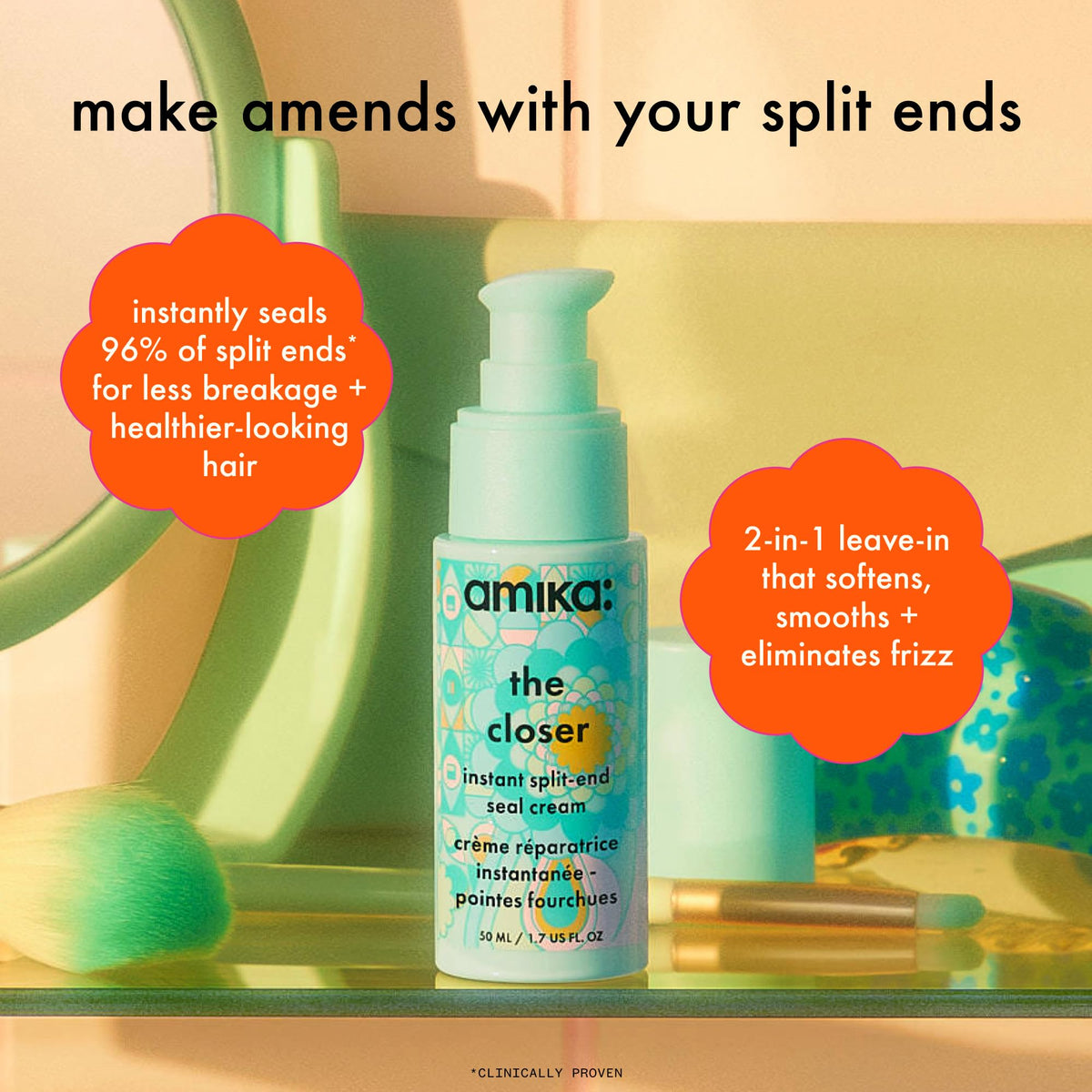 amika The Closer cream texture close-up illustrating lightweight, non-greasy finish