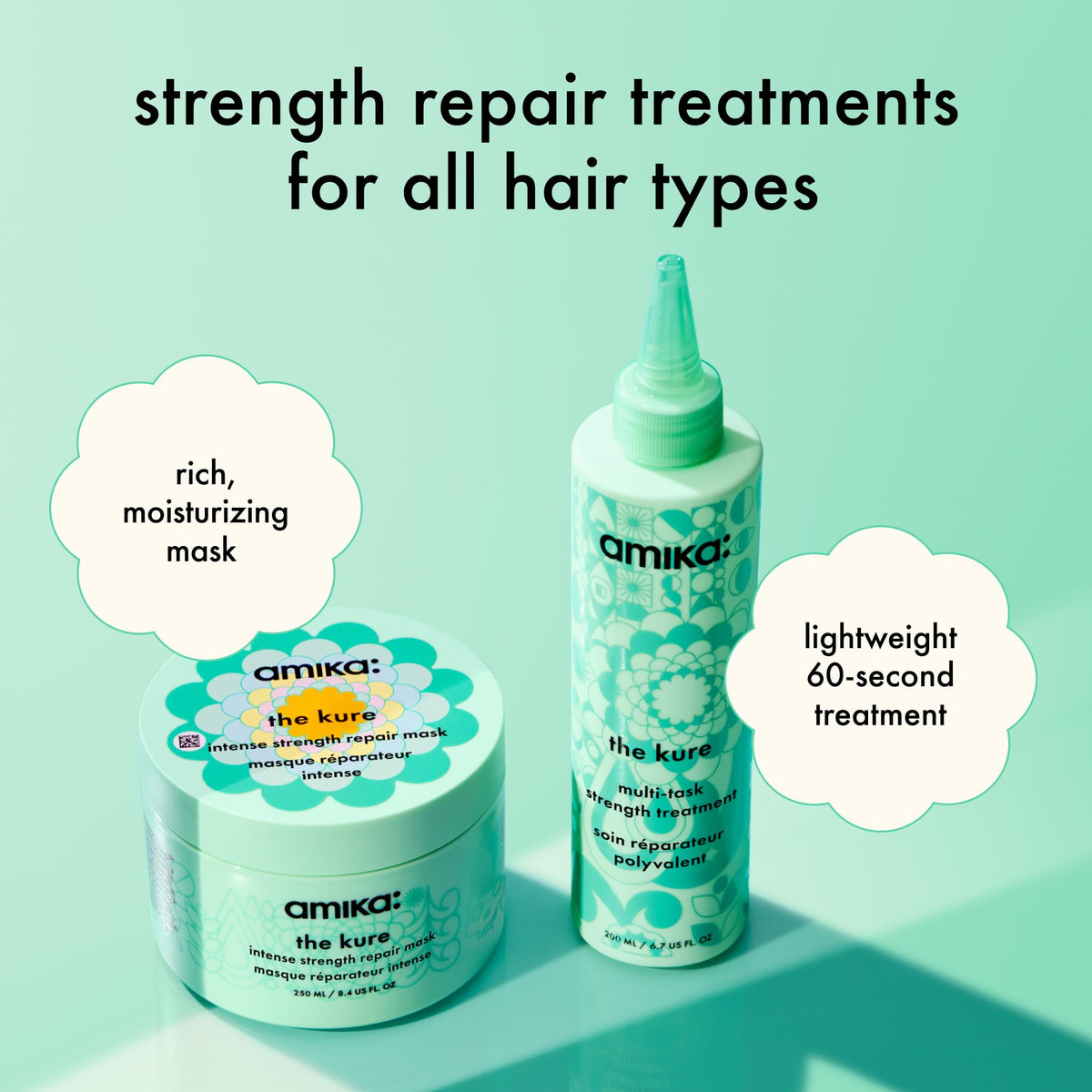amika the kure before and after ends comparison showing reduced breakage benefit