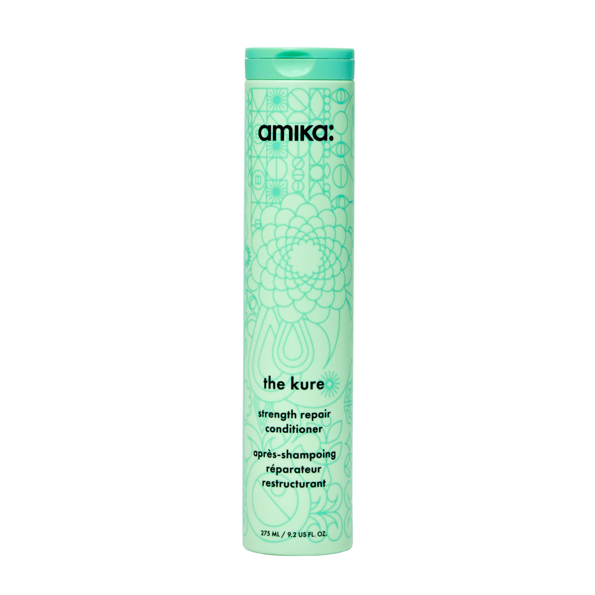 Amika bottle front packaging showing product benefits and size