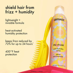 amika the shield spray nozzle close-up, emphasizes easy application