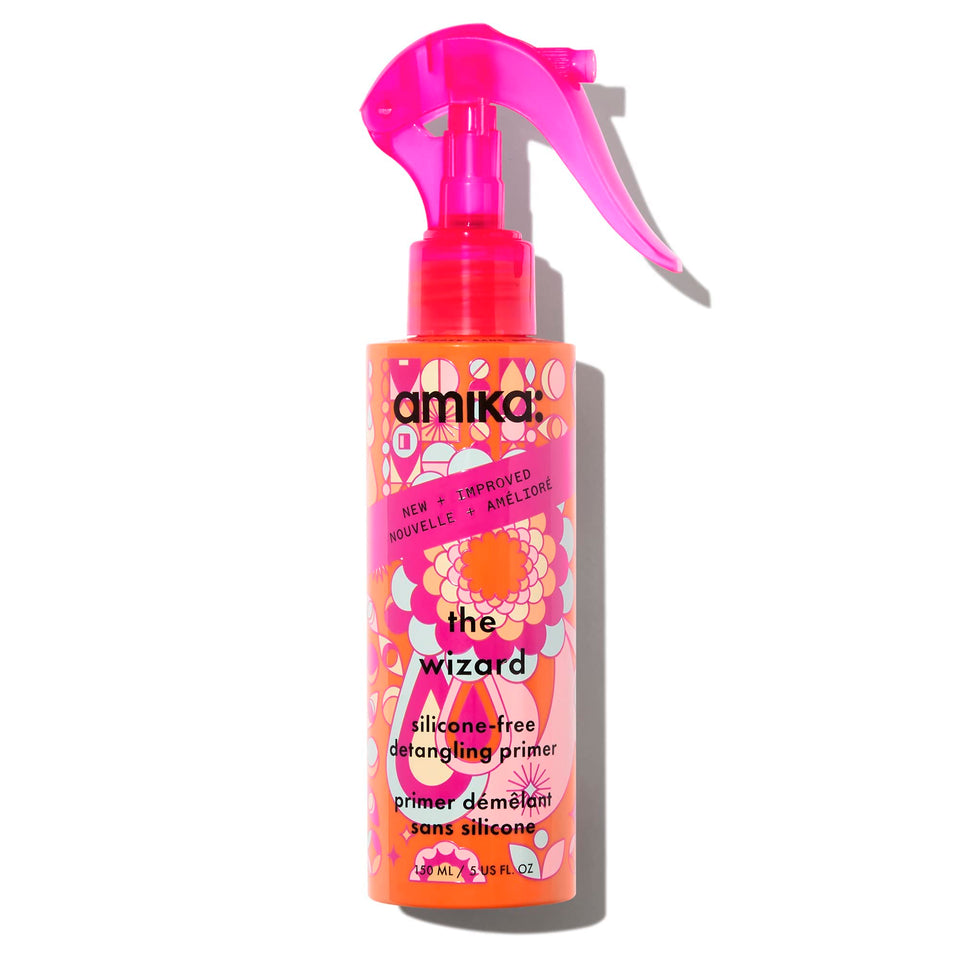 amika bottle front view showing The Wizard 150ml and sleek packaging benefit quick identification