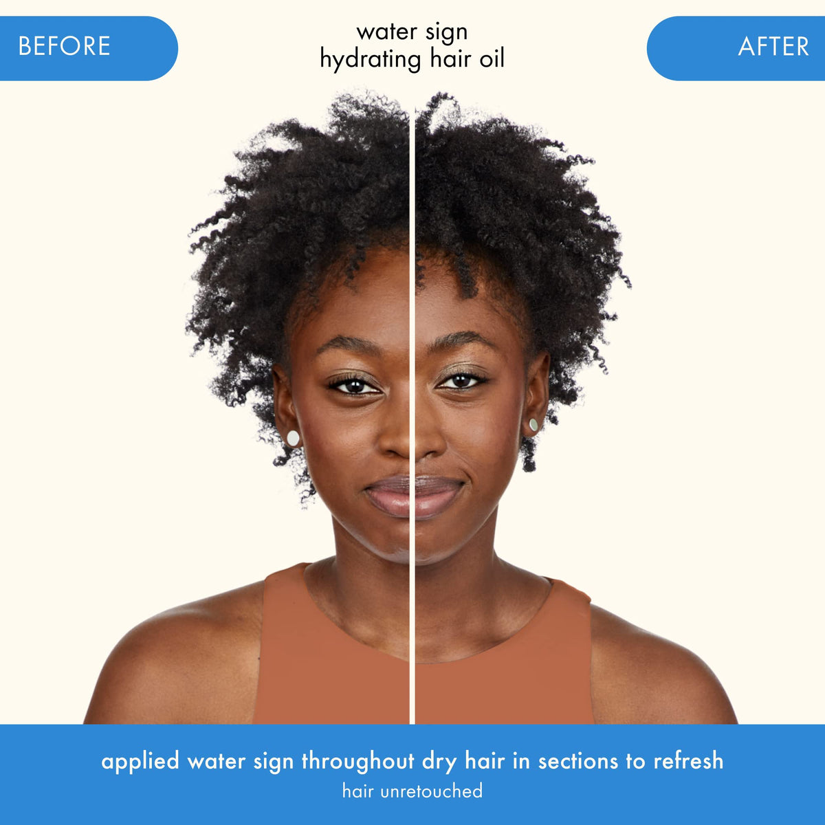 Amika smoothed on dry hair showing added shine and smoothness