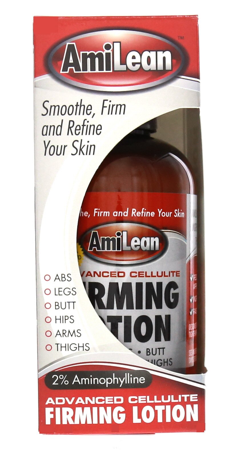 AmiLean front packaging showing product branding and benefits for targeted toning