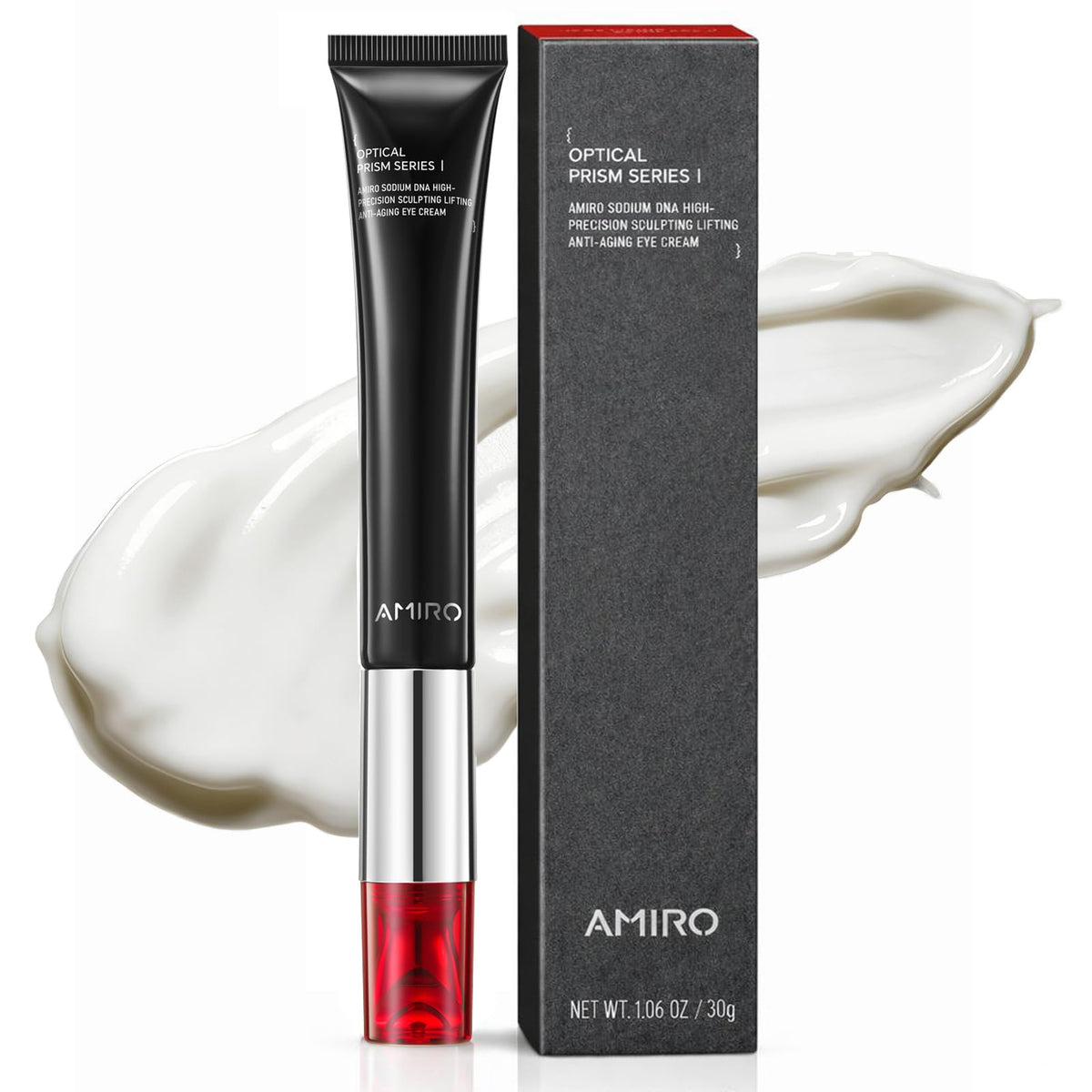 AMIRO front packaging showing cream and applicator, highlights compact convenience