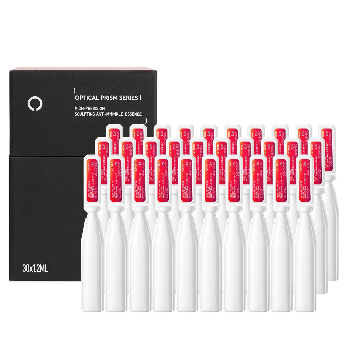 AMIRO front packaging showing 30 single-use ampoules and product benefit