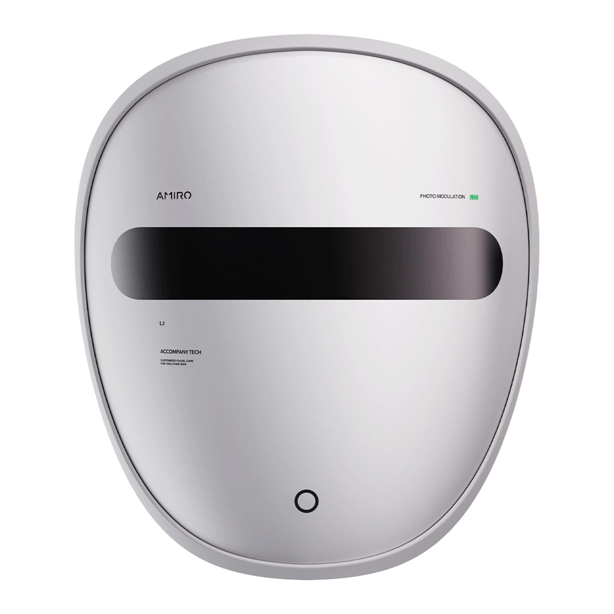 AMIRO mask front view showing full-spectrum lights and even coverage benefit