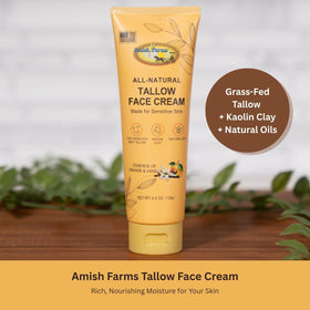 Amish Farms open jar displaying creamy tallow texture and smooth absorption benefit