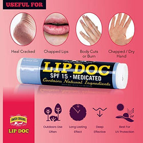 Amish Origins balm being applied to lips for instant soothing