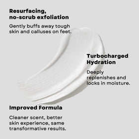 AmLactin being applied to heel, brand shown and softening benefit visible